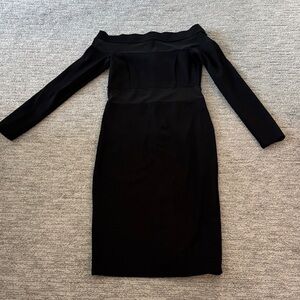 Love By Design Black Off Shoulder Long Sleeve dress with semi sheer panels Small